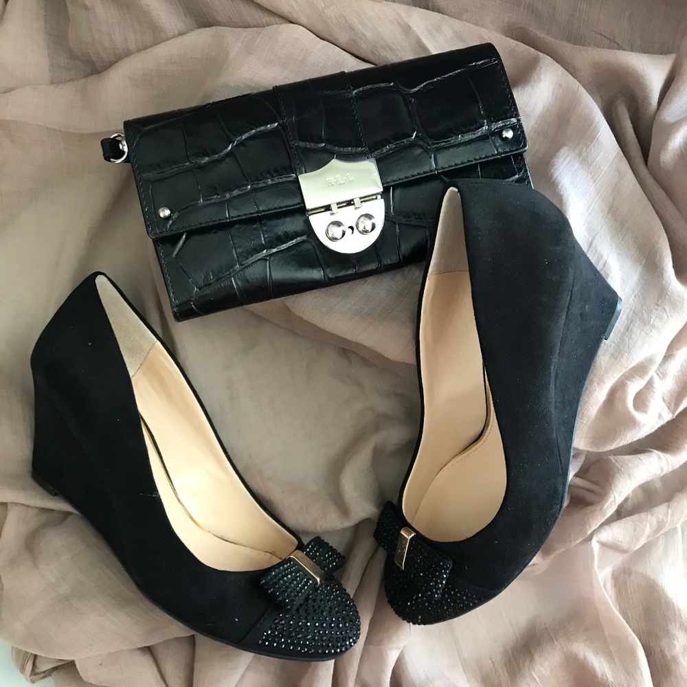 Jessica Simpson NEW Sammi Jeweled Bow Wedges - 6.5